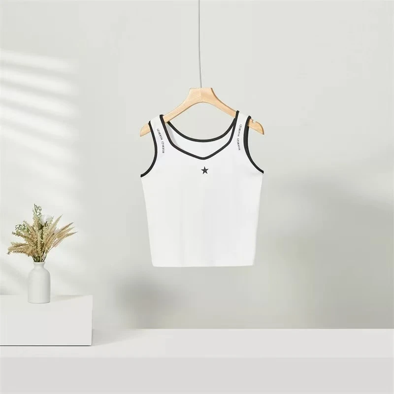 8411莱赛尔棉宽肩带背心女微胖春夏季外穿内搭显瘦修身打底上衣