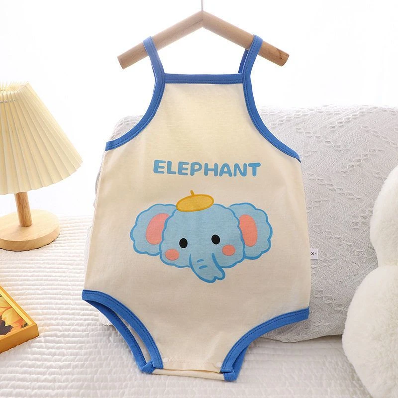 婴幼儿爬服夏季新款韩版男宝宝薄款女吊带新生儿童三角爬服