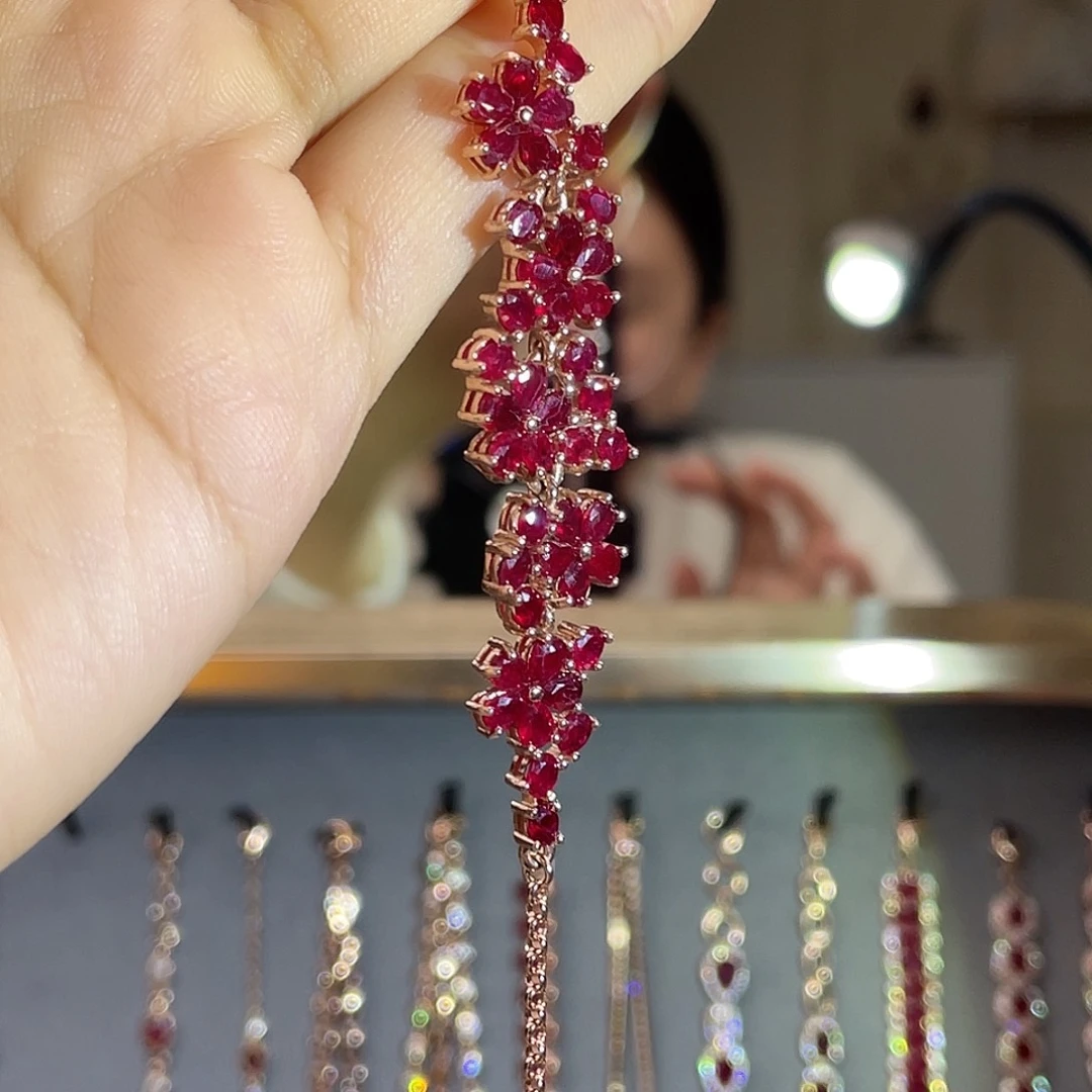 红宝石手链银S925镶嵌