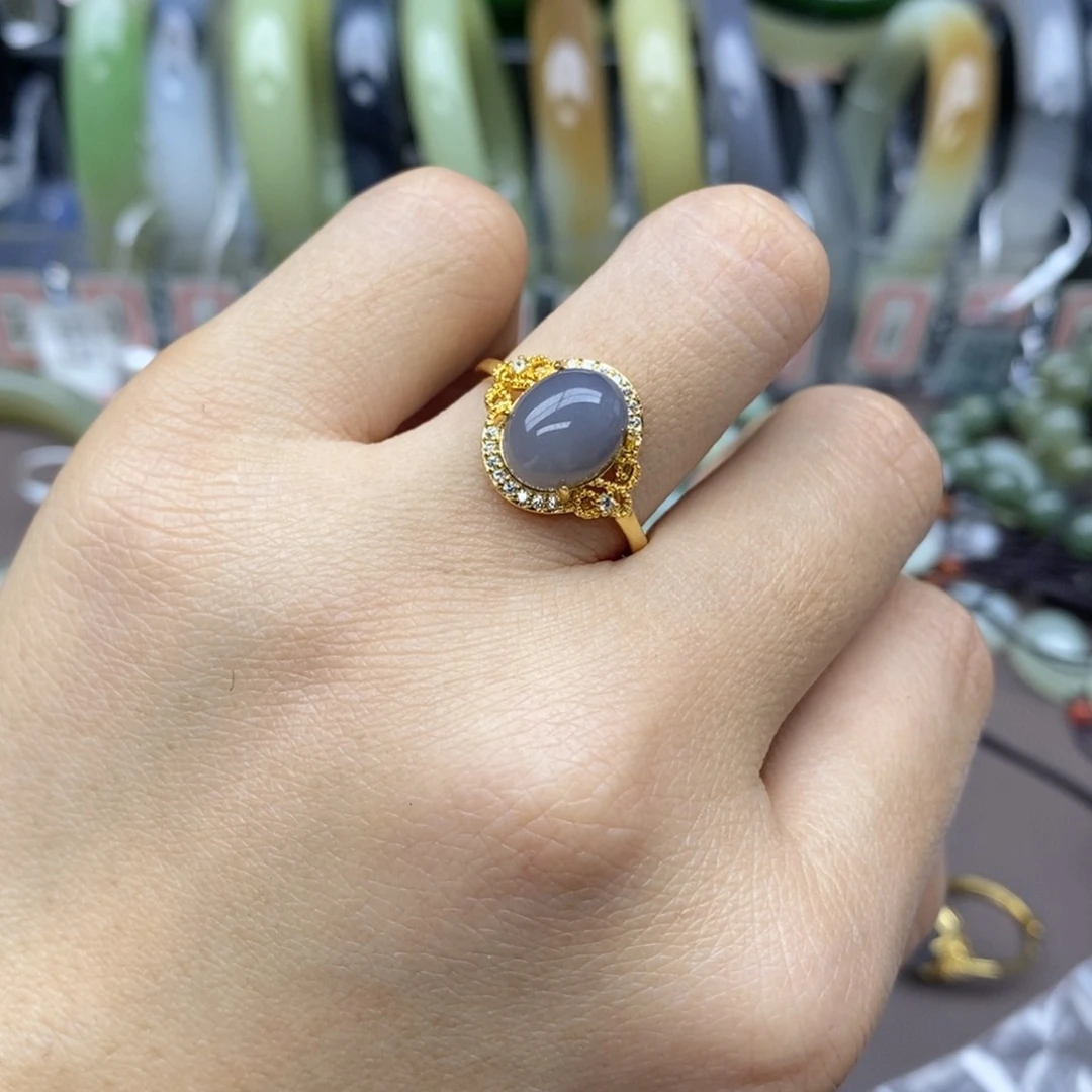 和田玉戒指银S925镶嵌时*