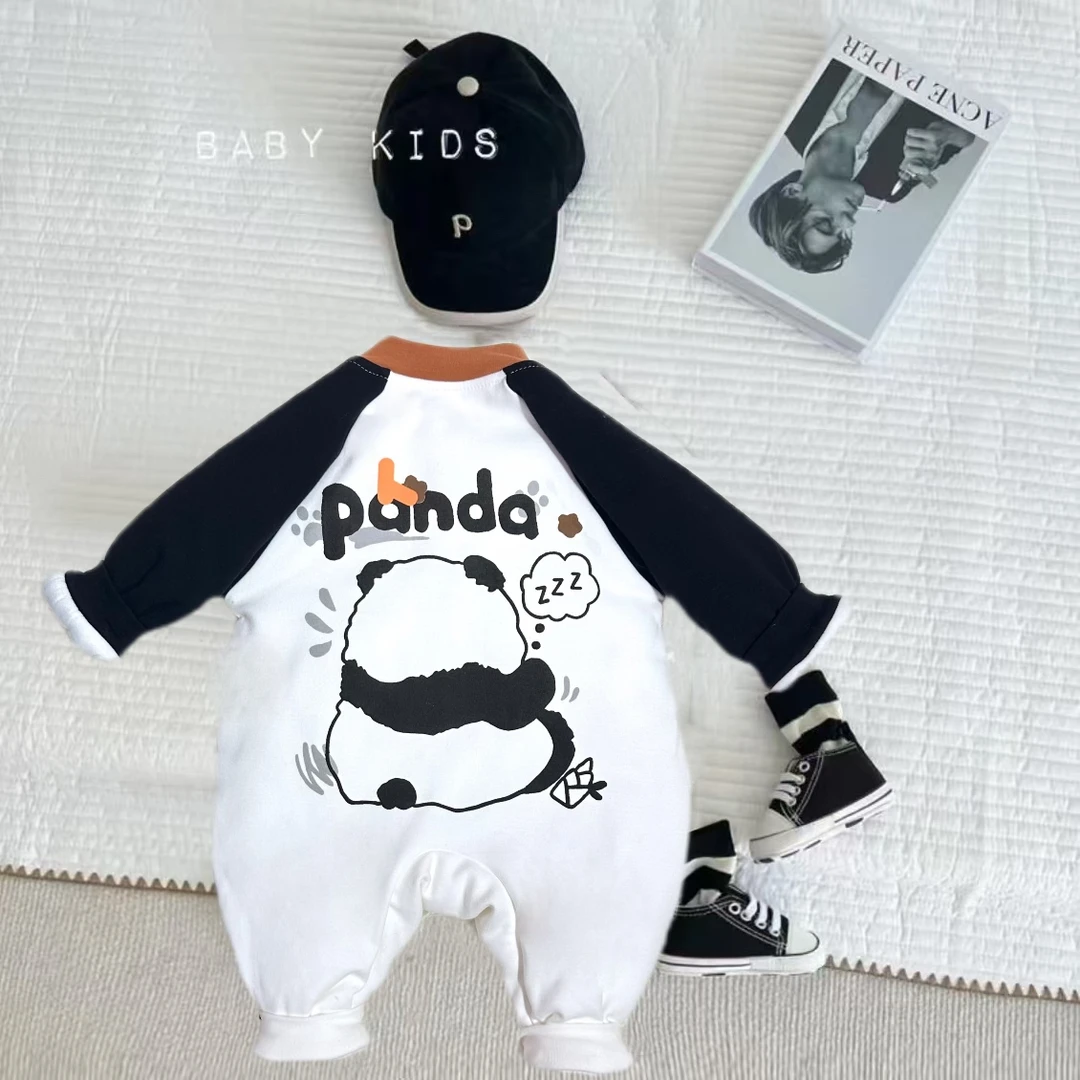 秋冬新款夹棉连衣加厚款男女宝宝爬服外出服哈衣棉服婴儿冬季