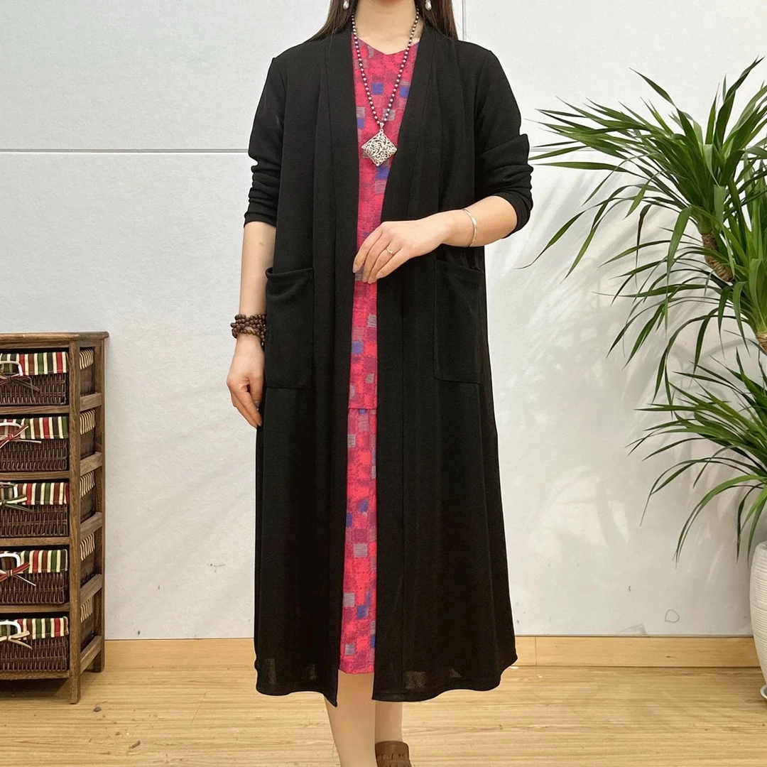 5572-5573新款文艺优雅显瘦气质长款风衣百搭时尚文艺复古9999