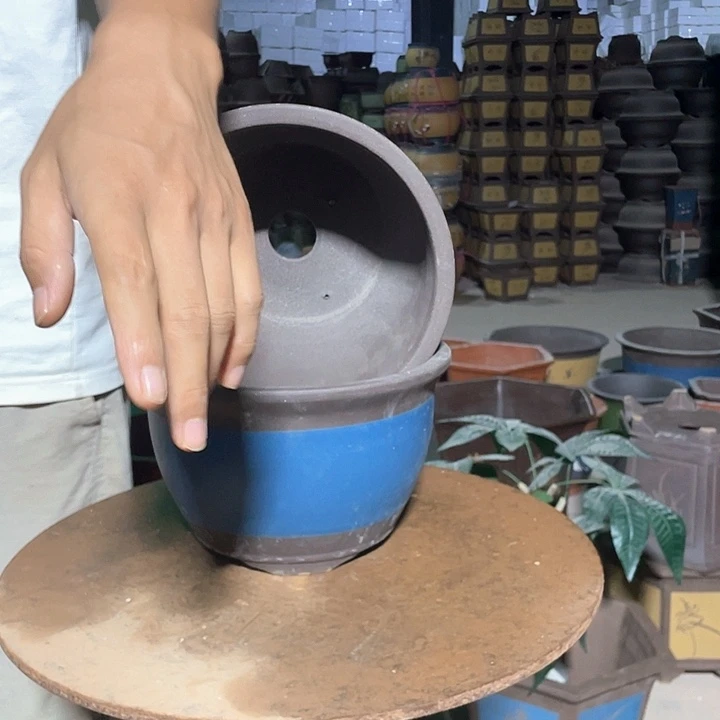 25-25蓝色牡丹花花盆