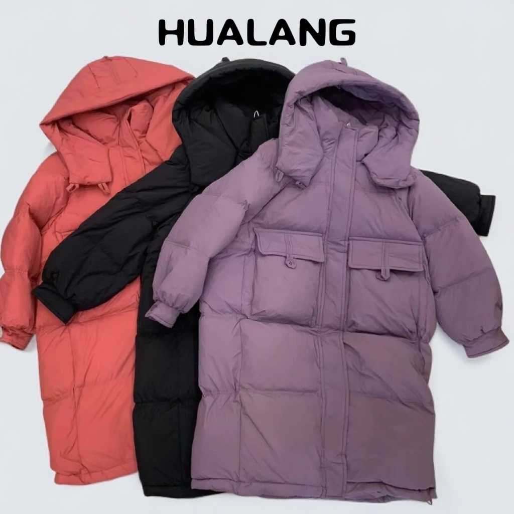 3203款羽绒服儿童女童时尚连帽宽松中长款加厚中大童