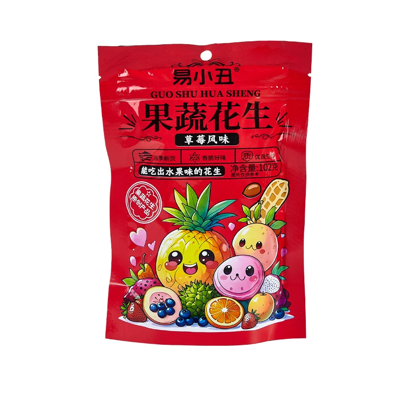 草莓味果蔬花生小吃休闲零食102克/袋