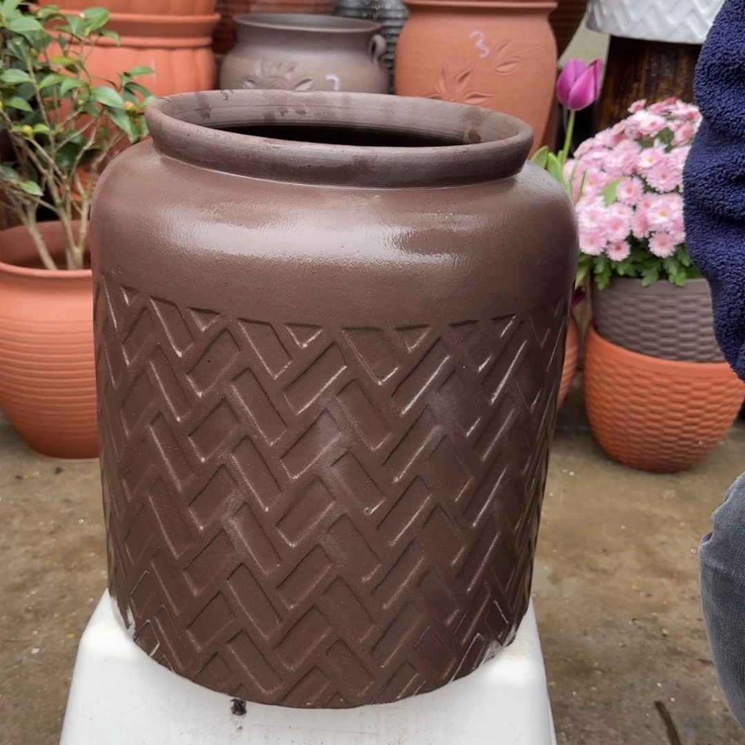 紫砂花盆口25高36宜兴紫砂