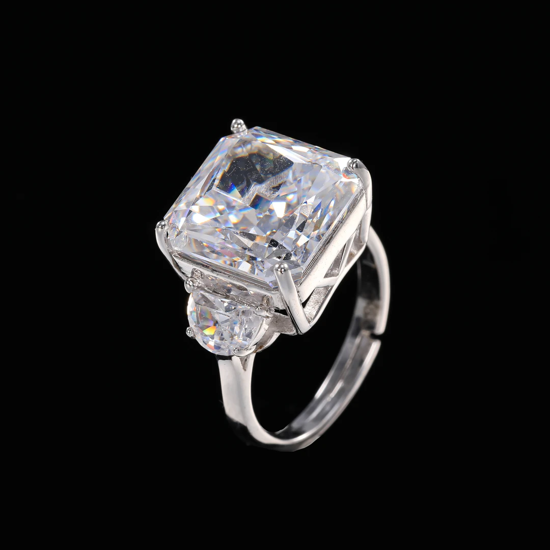 925银合成锆石戒指 ——木木（SY5020) AJ-0210B 开口戒指豪华镶嵌