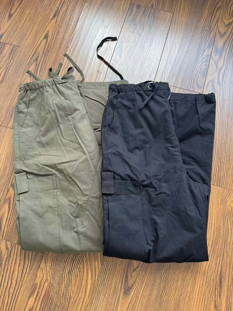 超保暖加绒纯棉 裤脚抽绳膝盖打褶工装裤抽绳半松紧加绒长裤女