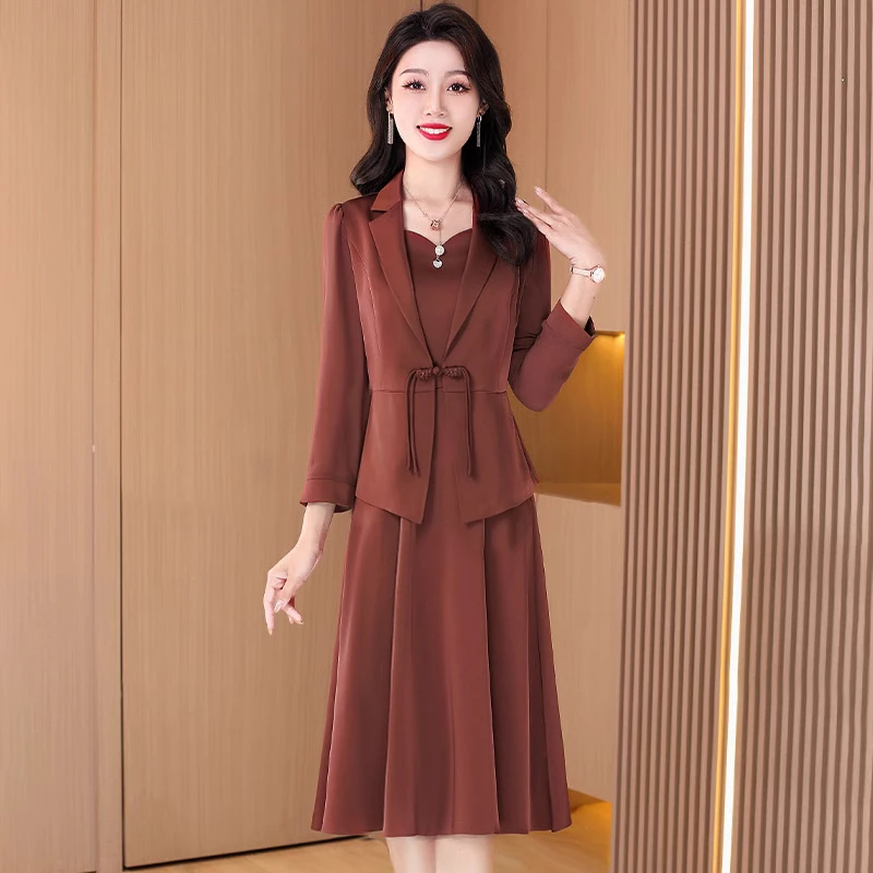 春季女神范遮肚a字套装女士妈妈装秋季减龄夏季优雅洋气时尚装