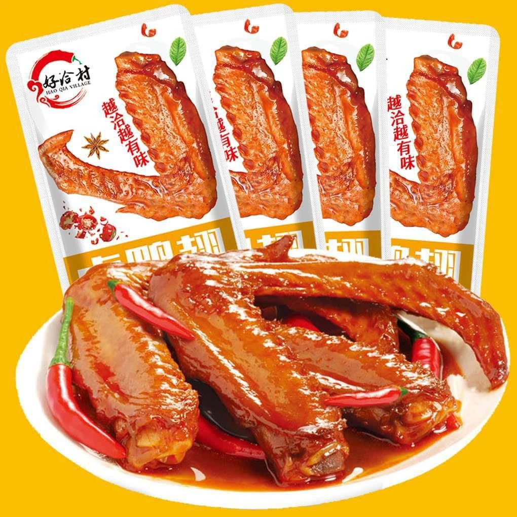 开袋即食香辣美味鸭翅卤味小吃办公休闲零食熬夜追剧好洽村零食