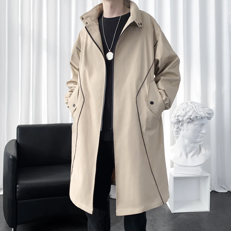 风衣外套男中长款春秋2025款高级感英伦大衣男装宽松痞帅过膝外套