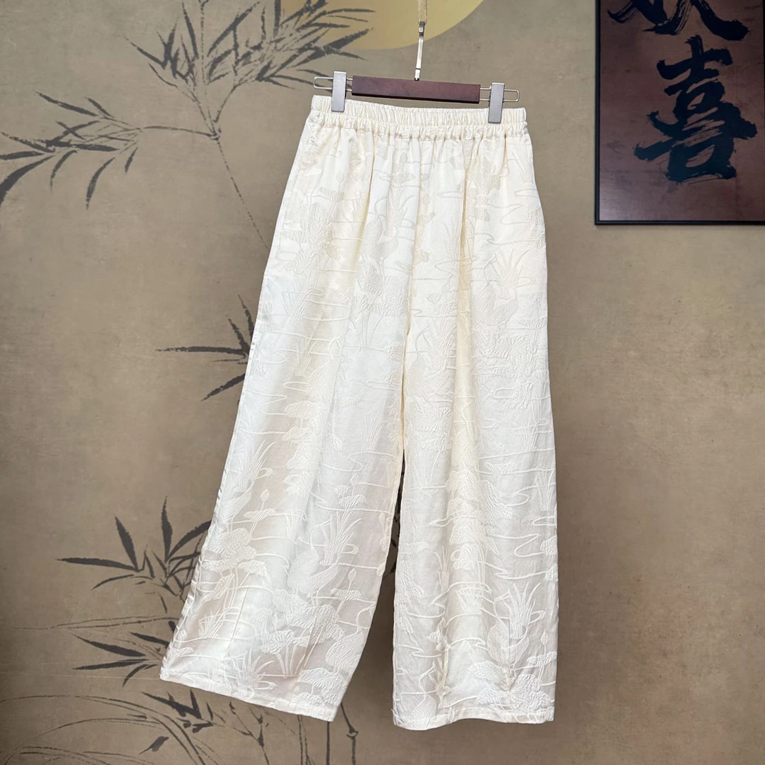 【卷卷新中式】荷塘鹤舞 桑蚕丝冠乐缎南瓜裤