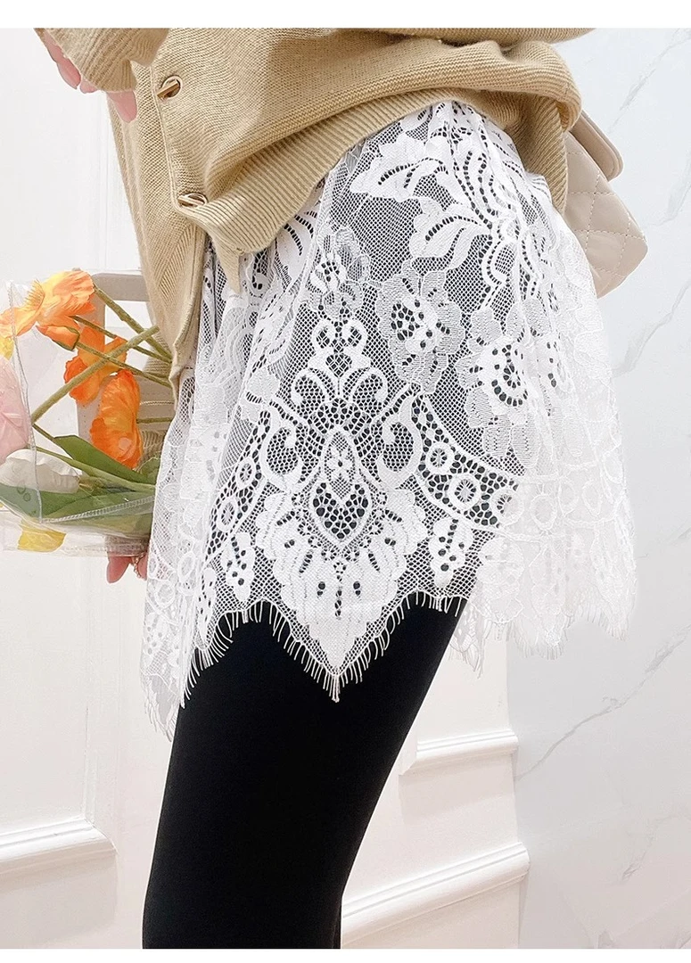 蕾丝小屁帘下摆女秋冬时尚卫衣打底神器遮屁股叠穿内搭性感半身裙