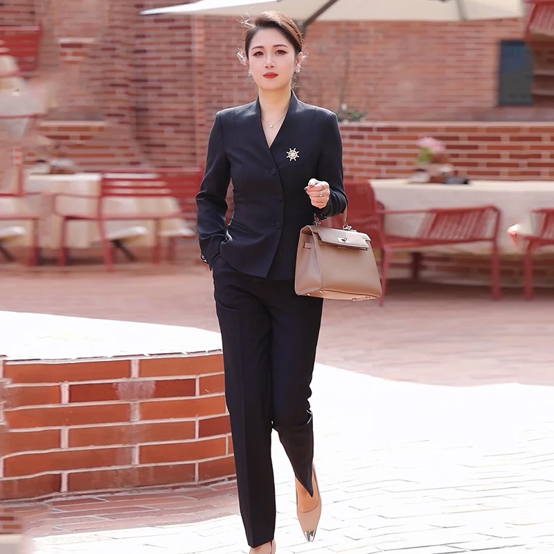 西装套装女职业装高端气质春秋酒店面试正装气质西服外套工作服