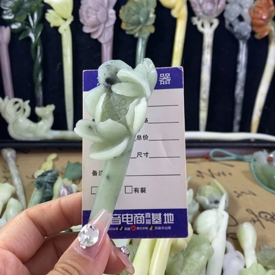 蛇纹石玉未镶嵌岫玉发簪