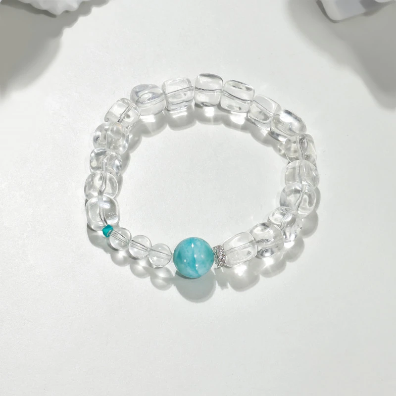 【冰川】海纹石白水晶天然水晶设计款手串