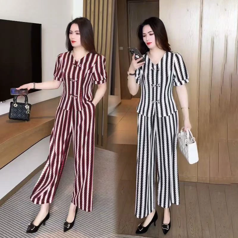 2025夏季新款洋气减龄时尚中年妈妈装宽松显瘦百搭气质两件套