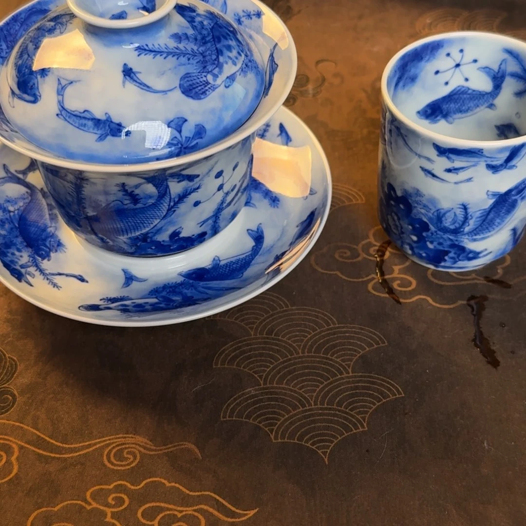 张***心纯手工手绘陶瓷茶具两件套