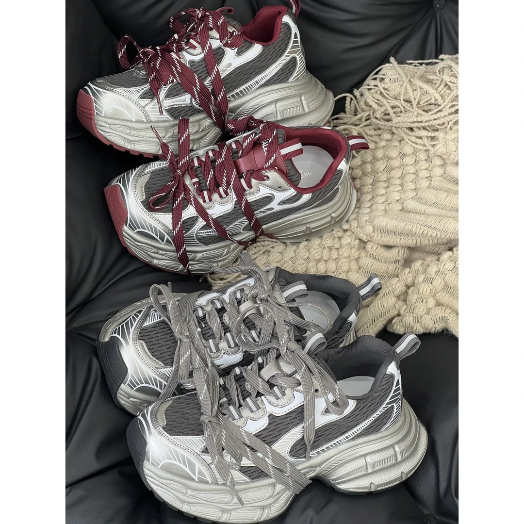 6623-7厚底网面时尚系带老爹鞋