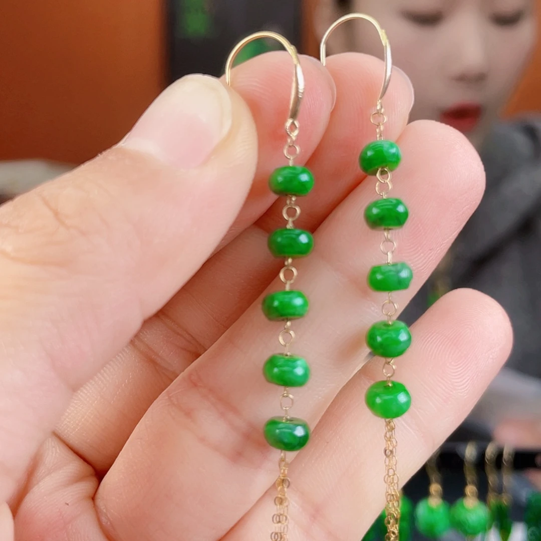 翡翠18K金镶嵌耳饰