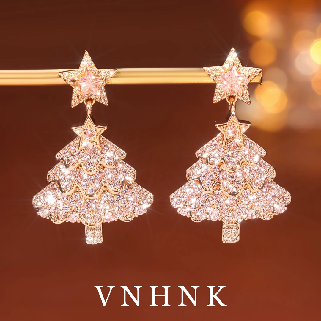 铜合金合成锆石耳饰 美可儿   C275  玫瑰色气质百搭耳环预售