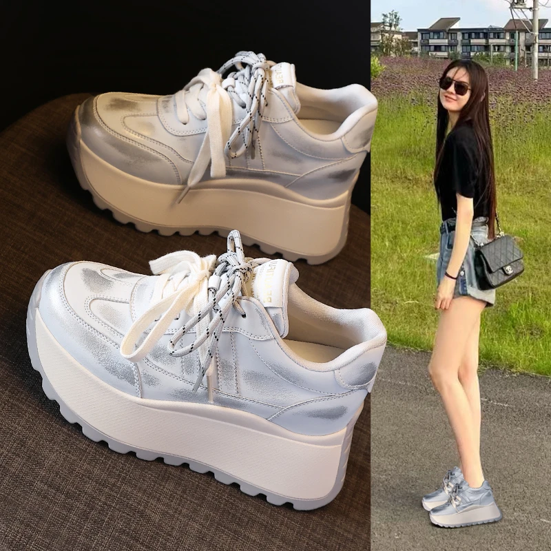 3570厚底内增高爆款ins阿甘运动休闲鞋女2025春季新款松糕老爹鞋