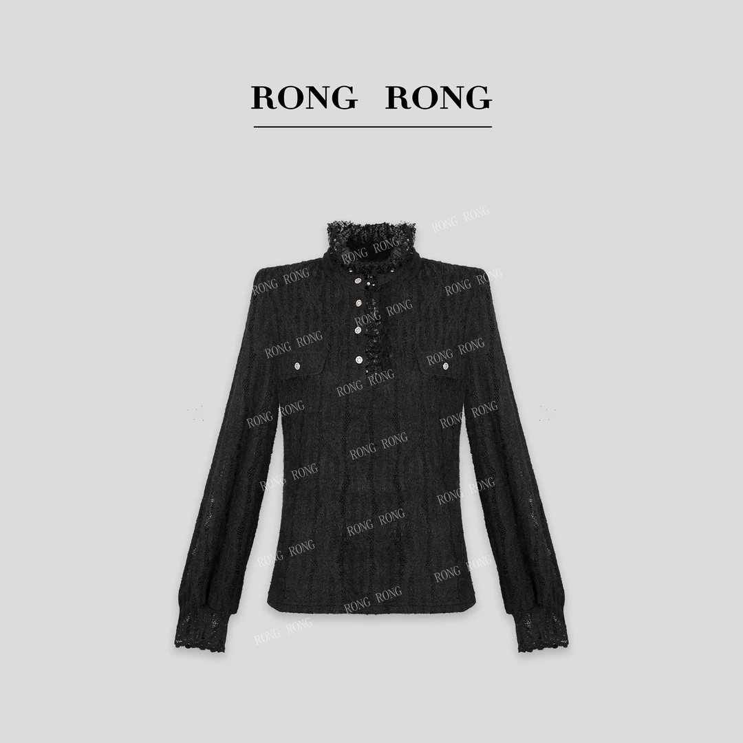 溶溶【星墨璀璨】RONGRONG 法式双层蕾丝亮片轻奢百搭打底衫2498168