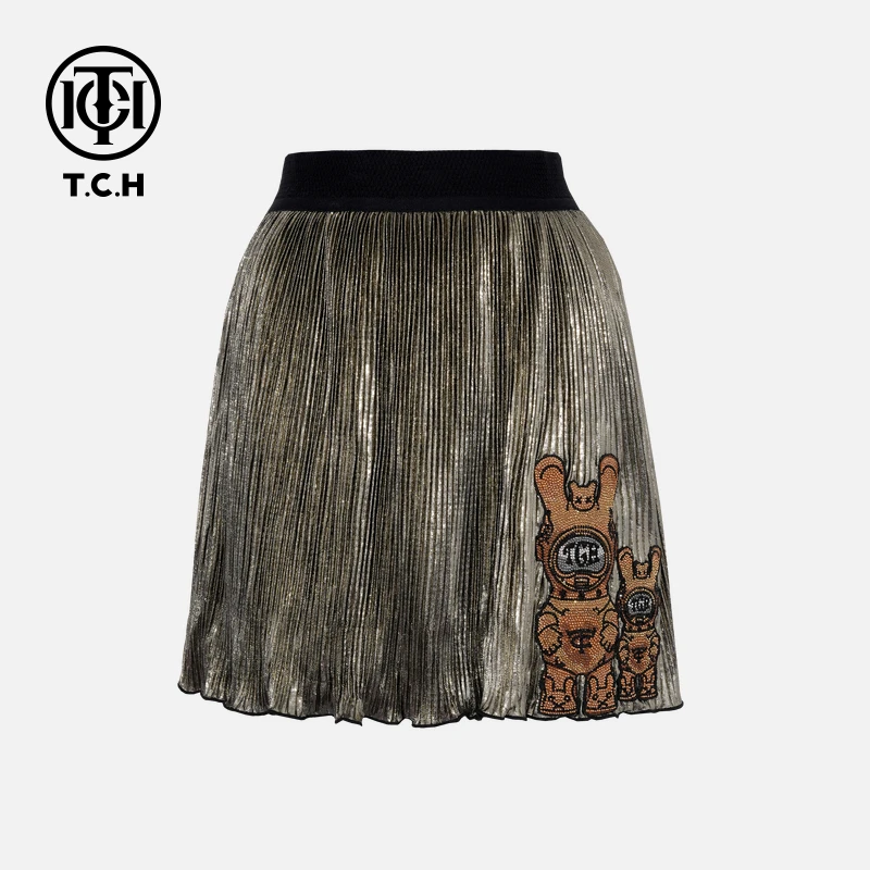 TCH私服烫钻工艺新时尚淑女百搭新潮流半裙女T75C22B1003轻奢tch