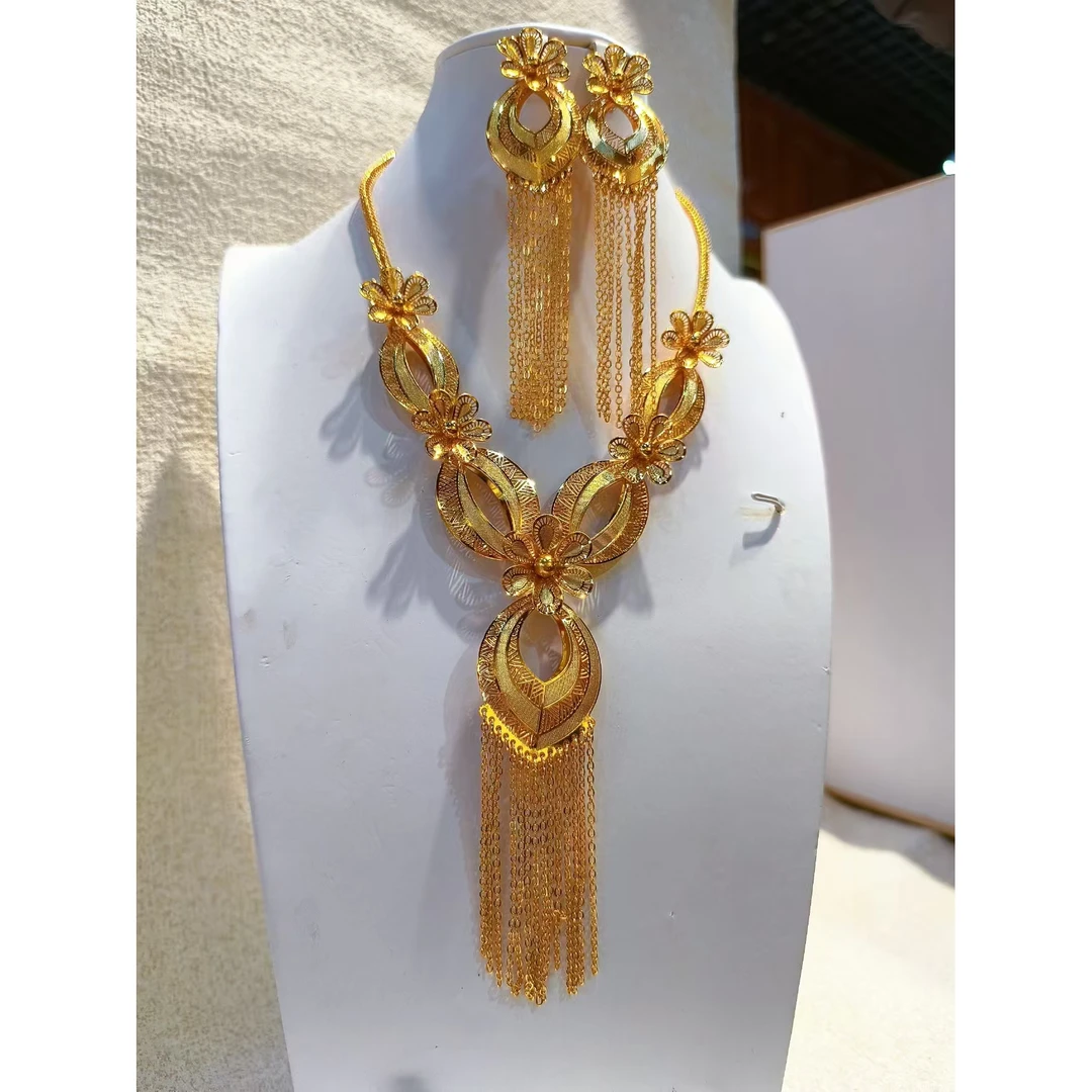 铜合金项链 Z铜合金TJ033 铜合金首饰项链耳环两件套