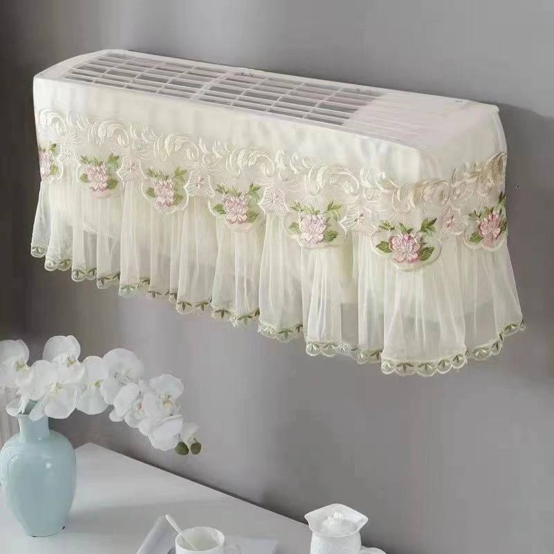 挂式空调罩防尘套开机不取全包挡风遮风帘家用挂机蕾丝绣花防尘罩