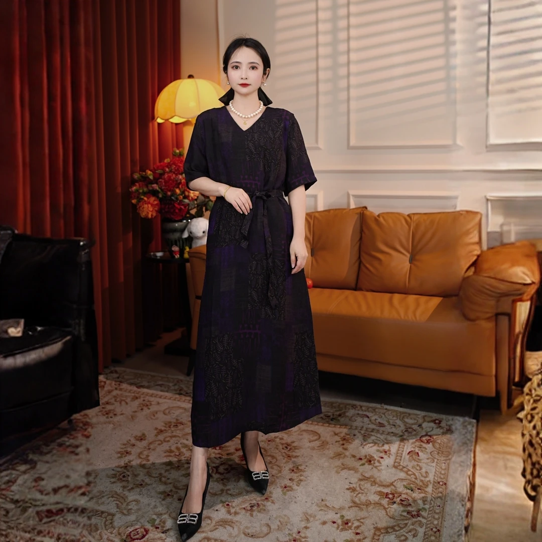 （鱼骨）  新款双面穿春夏秋显瘦时尚夏季中式新中式气质连衣裙