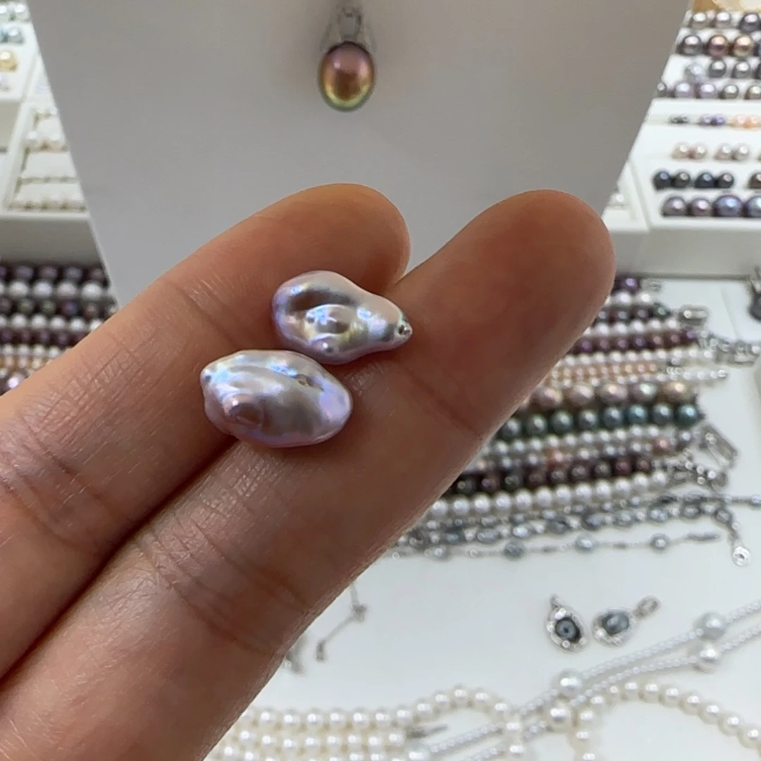 耳饰银S925镶嵌淡水珍珠