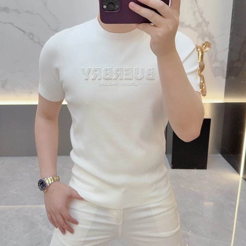 度尚-2025早秋新款男士高品质轻奢针织百搭打底时尚圆领短袖7902