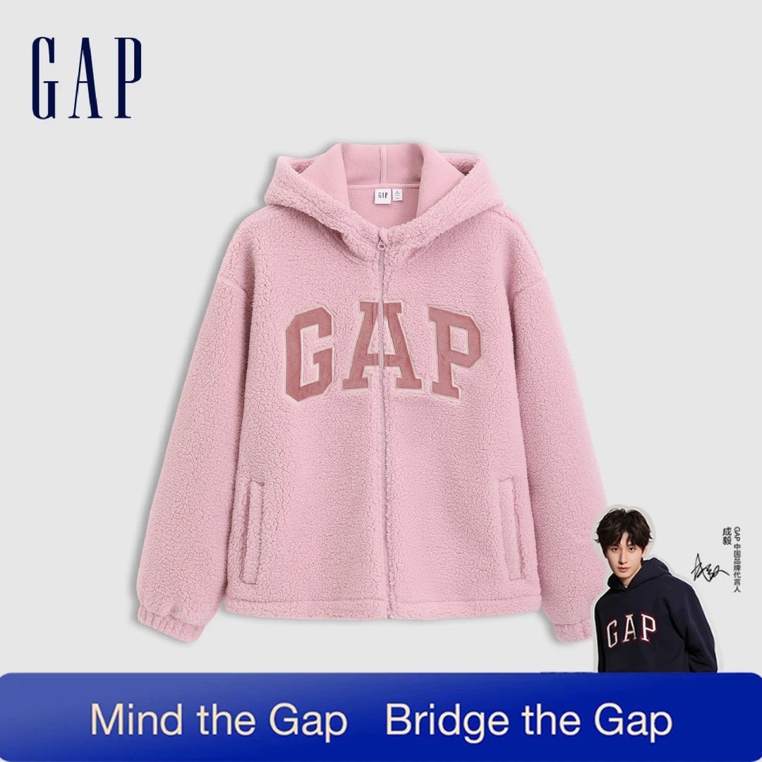 【成毅代言】Gap男女秋冬贴布绣摇粒绒连帽卫衣加厚外套600757