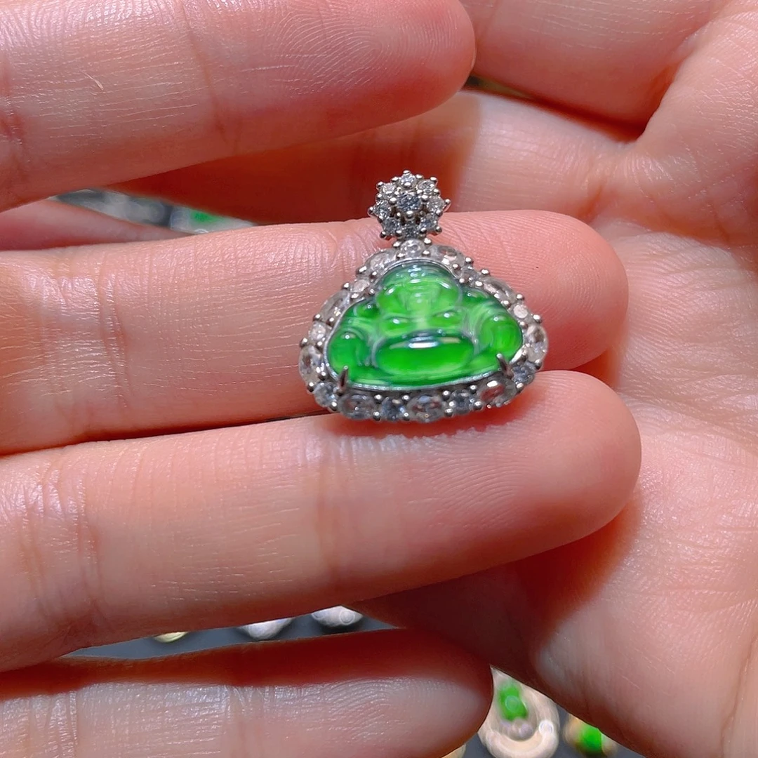 翡翠银S925镶嵌吊坠(不含链)