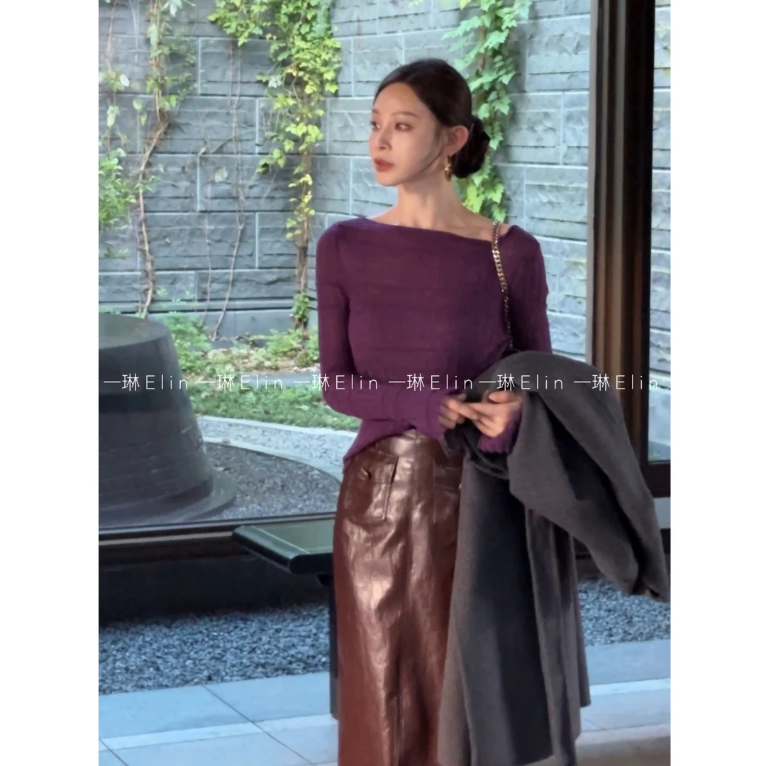LZQ|不期而遇~气质薄款知性羊毛早秋针织长袖打底上衣XMZH9621