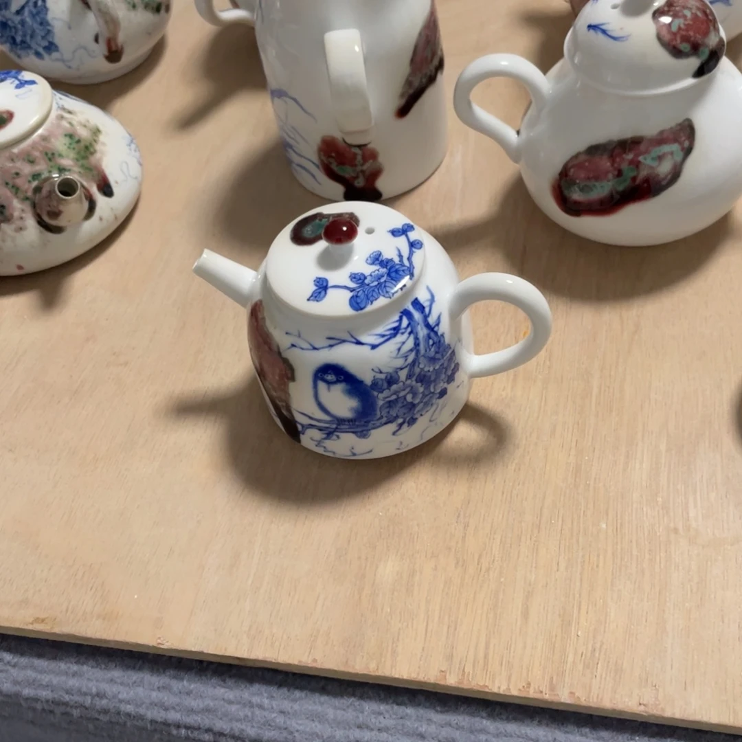 景德镇原矿釉胖鸟壶