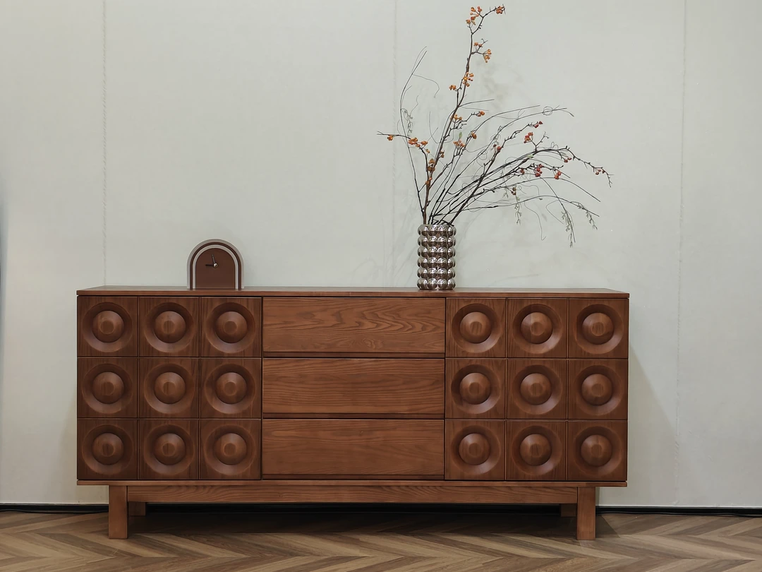 法式简约实木餐边柜客厅收纳柜子靠墙储物柜复古中古风边柜