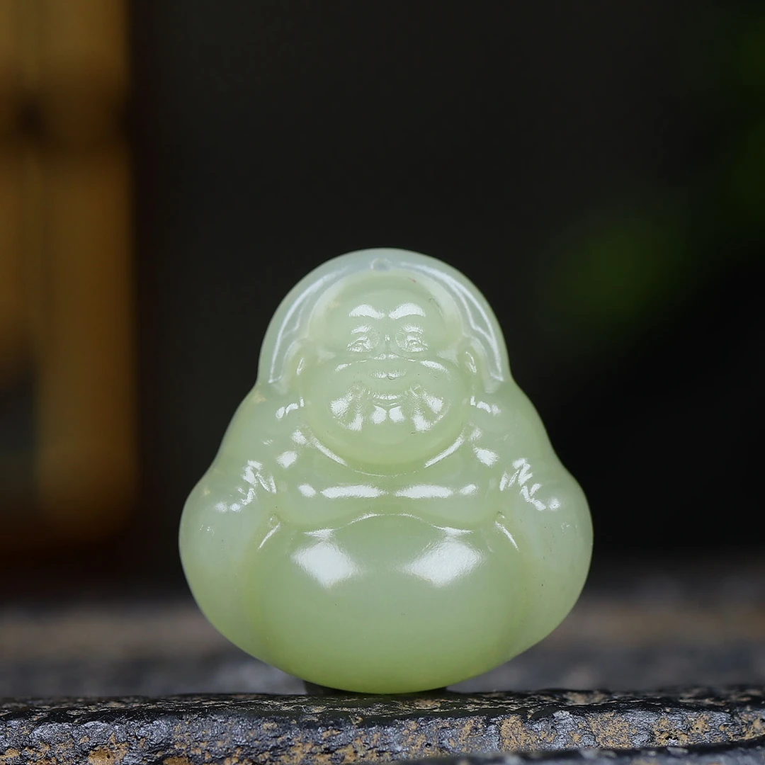 122730和田玉晴水弥勒佛挂件