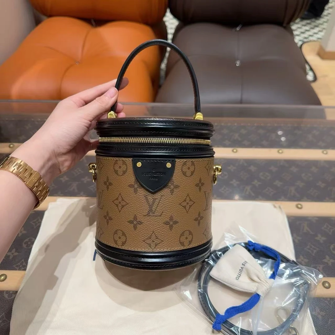 99新 LouisVuitton/路易威登 Cannes 老花发财桶手提单肩斜挎包
