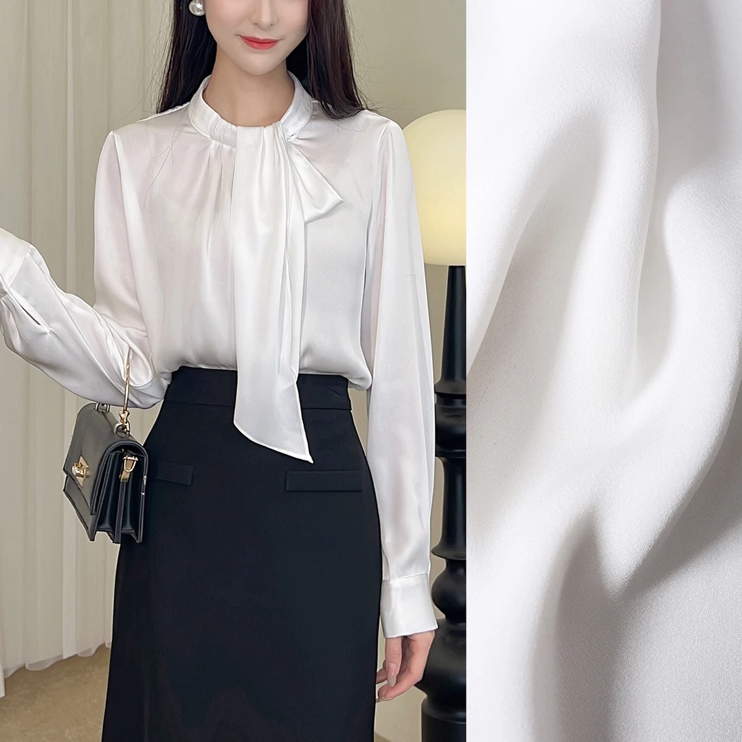 【单麻醋酸】春款飘带单麻衬衫气质别致小众设计感优雅衬衣23373