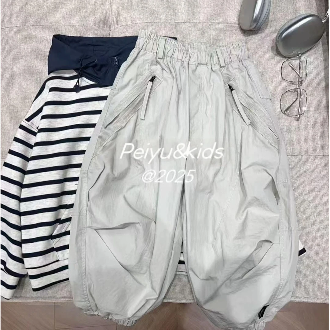 男童休闲风工装裤春秋系带休闲裤中大童百搭时尚童装裤子拼接卫裤