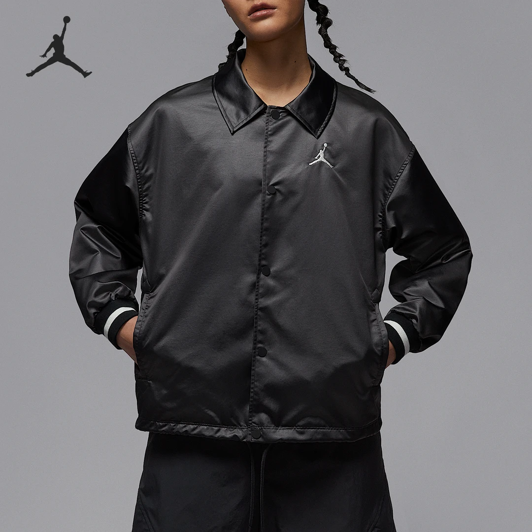 Nike/耐克正品JORDAN女士教练翻领宽松夹克外套HJ0088-010
