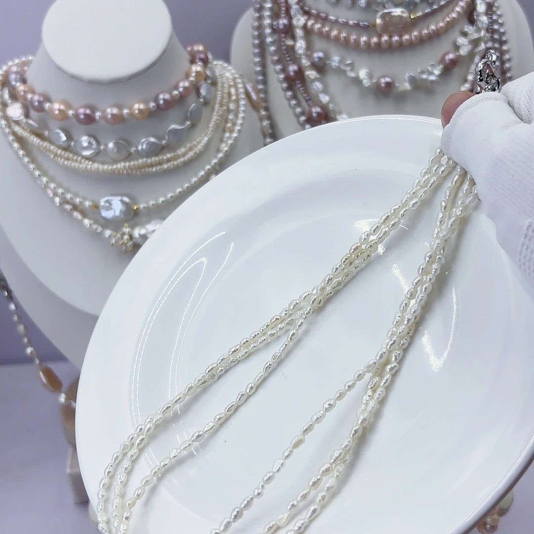 未镶嵌颈饰淡水珍珠可做妞妞链3层捡漏特价