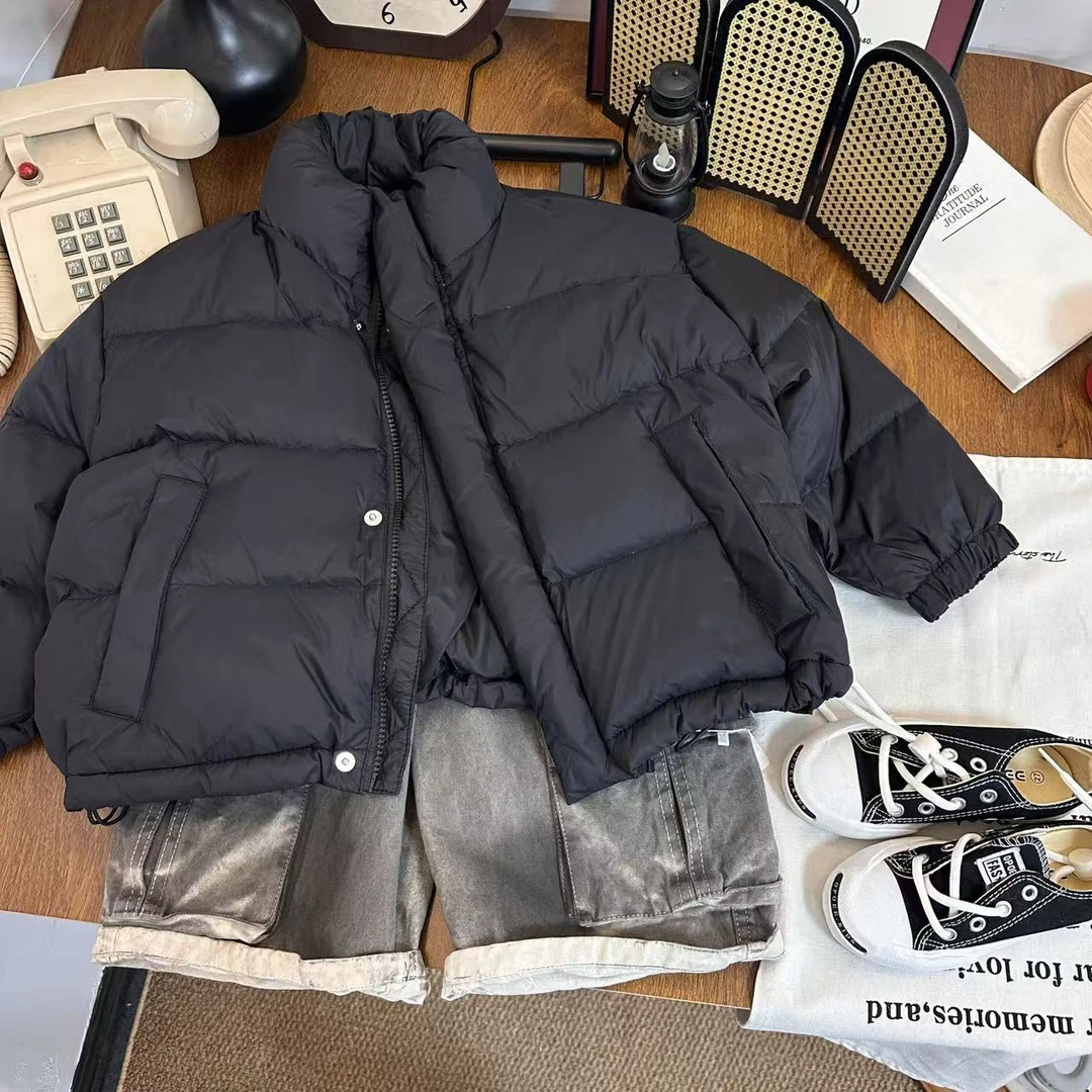 A5417男女童时髦潮流个性洋气百搭冬季抽绳立领棉服