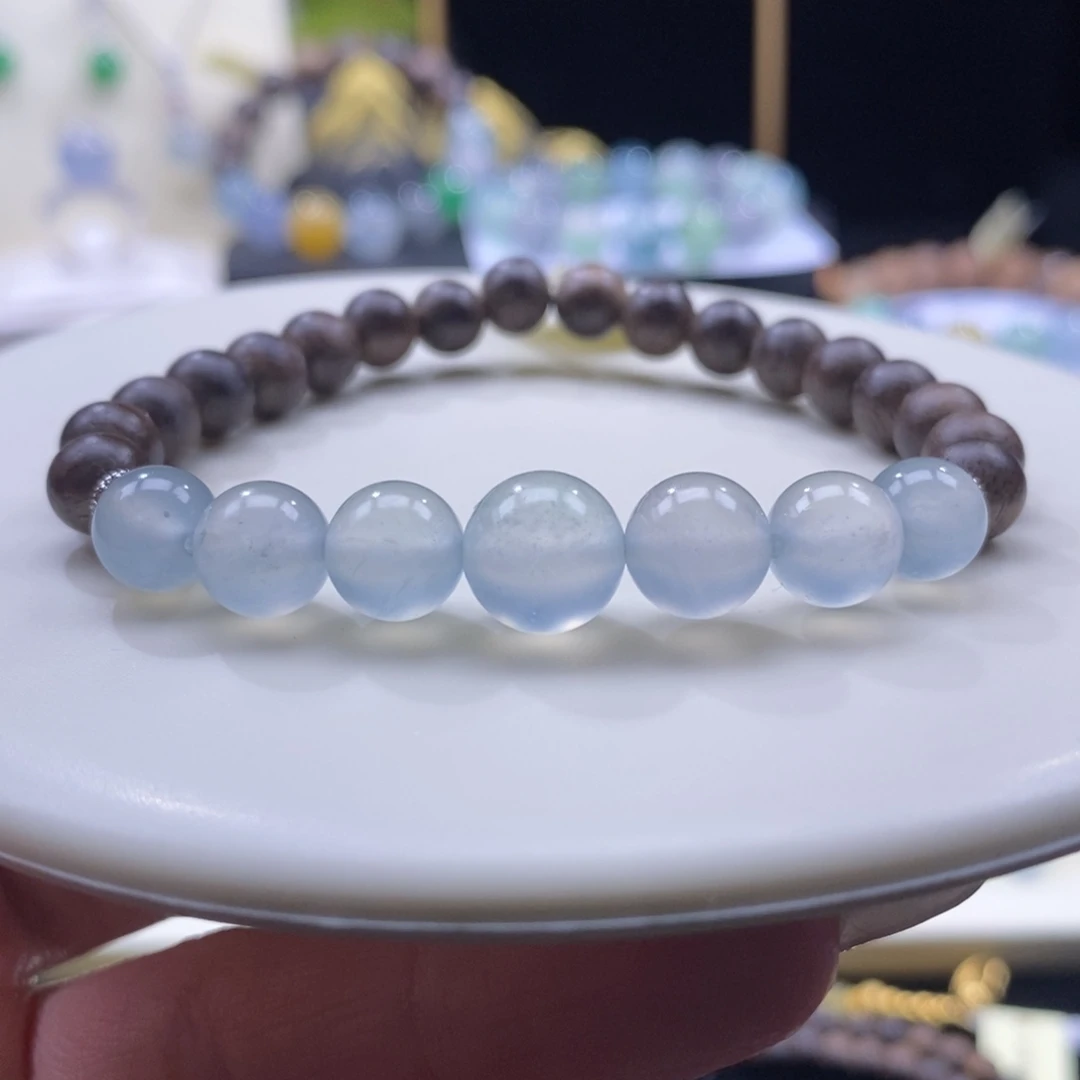 翡翠未镶嵌颈饰翡翠冰淡蓝手串