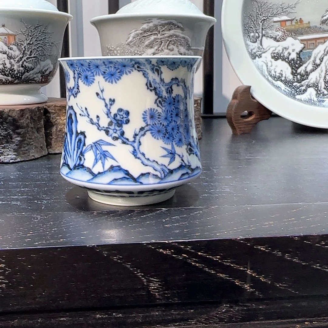 陶瓷摆件松竹梅主人杯