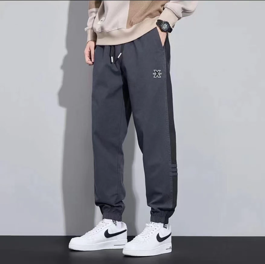 春季新款休闲束脚裤宽松大码工装裤百搭潮流男裤显高舒适