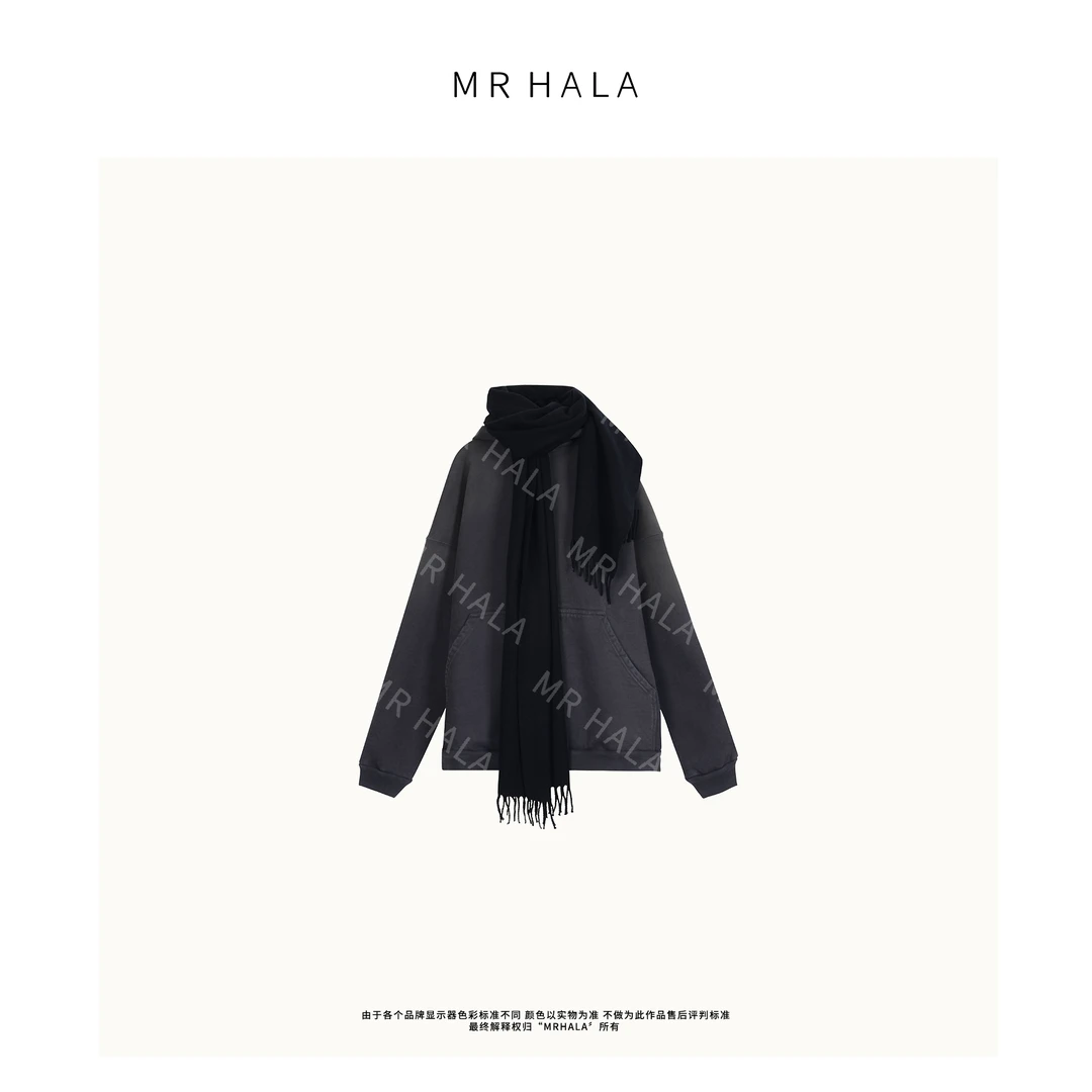 MRHALA枝就精织拼接针织围脖卫衣外套女 LW40918