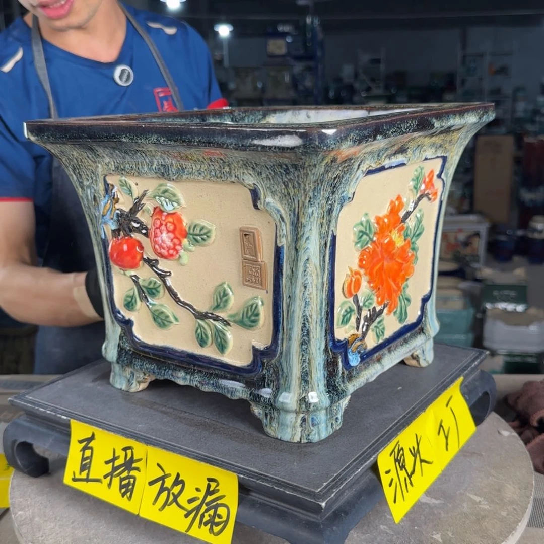 一风堂石湾花盆。打磨痕迹